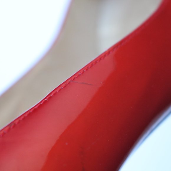 Vintage 80s Red Patent Leather Peep Toe Pumps EUC Size 7 - Picture 10 of 11